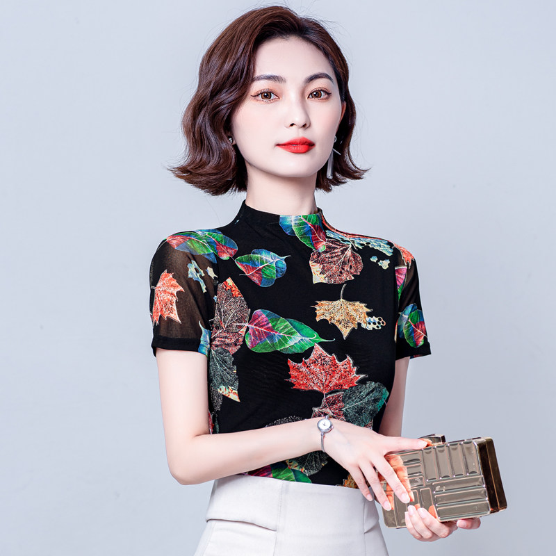 SHORT SLEEVE T-SHIRT WOMENS 2023 SUMMER CLOTHES NEW FASHION STRETCH THIN BASE SHIRT WOMENS VERSATILE FASHION MOM TOP TIDE