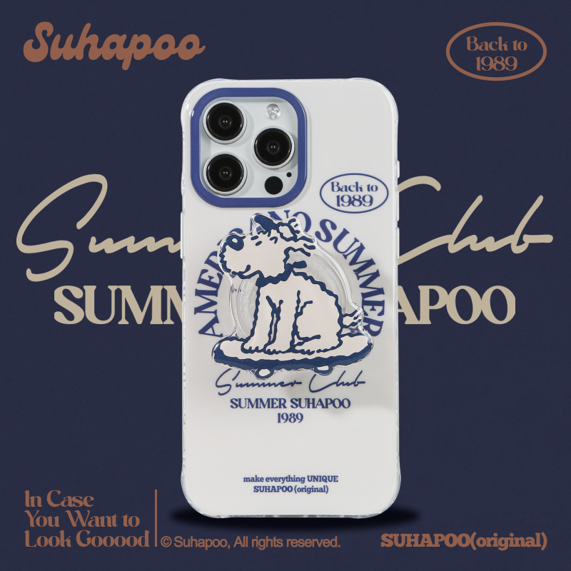 suhapoo壳内策展 灰蓝滑板丁丁狗手机壳iPhone15promax苹果13原创12ins风16pro14plus全包