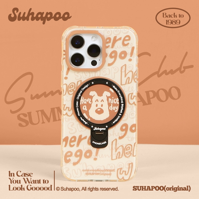 suhapoo壳内策展 慕斯涂鸦古磁吸支架一体手机壳iPhone16promax苹果15原创13折叠支架11pro14plus手机指环扣