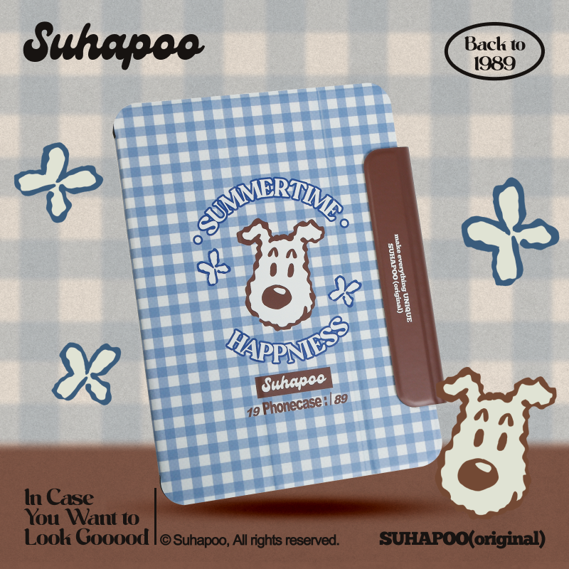 suhapoo壳内策展 蓝野餐格纹2024磨砂ipad保护套 air4/5/6平板壳2021双面吸磁2022