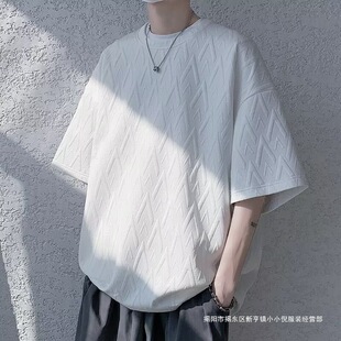 美式复古简约肌理感t恤潮牌欧美高街vibe短袖男款夏季情侣短袖潮