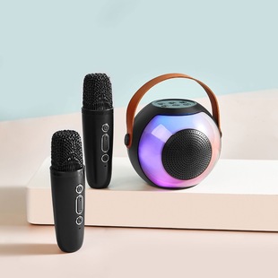 跨境新款 K16无线蓝牙音响话筒一体家用K歌炫彩灯光便携K歌插卡音