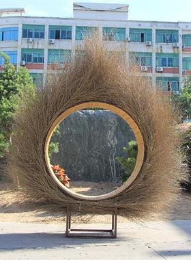 户外景区休闲网红打卡设计点装饰拍照摆件道具鸟巢藤编椅秋千巨型