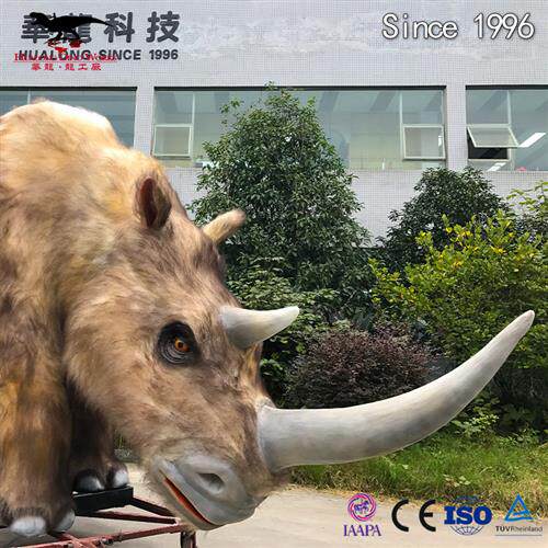 仿真动物模型制作仿真犀牛手工粘毛机械电动模型互动人气摆件