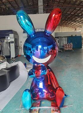 简约现代卡通玻璃钢兔子摆件家居饰品大堂别墅会客厅美陈动物雕塑