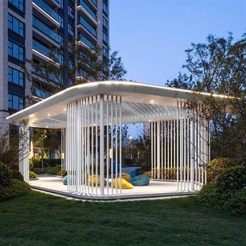不锈钢廊架定制钢结构凉亭大型雕塑异形金属地标长廊创意景观户外