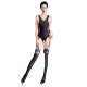 玫瑰蕾丝拼色性感泳衣透明油亮超薄捆绑带吊袜套装 开裆丝袜长筒袜