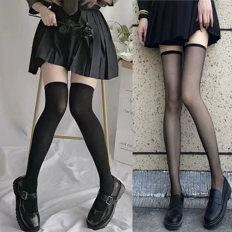 Сексуальные колготки с бантом, черные гольфы до колена, школьная pleated юбка, косплей