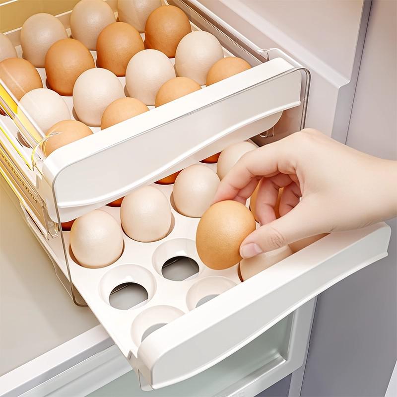鸡蛋收纳盒家用厨房台面分格鸡蛋托抽屉式冰箱鸡蛋盒保鲜收纳神器