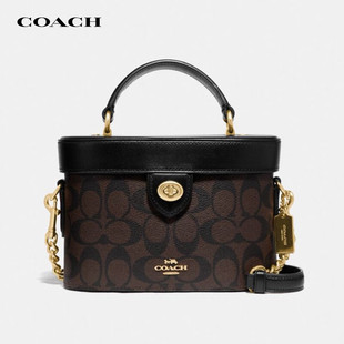 COACH女包老花手提单肩斜挎包盒子包高档化妆包78277 正品 蔻驰新款