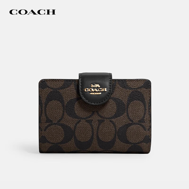 正品COACH蔻驰女钱包奢侈品标时尚准C纹便携多卡位手拿包C0082