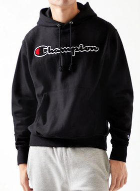 正品CHAMPION冠军男女情侣高端life刺绣字母加绒宽松连帽卫衣潮牌