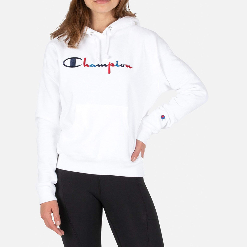 正品CHAMPION冠军Life刺绣logo加绒休闲连帽衫圆领套头卫衣女外套