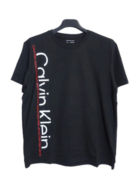 Calvin Klein/凯文克莱CK夏季男装竖列印花休闲圆领短袖T恤集C