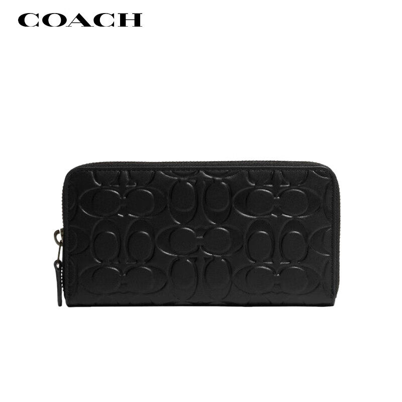 COACH蔻驰男女长款钱包手拿包真皮多卡位卡包黑色CE551奢侈品新款