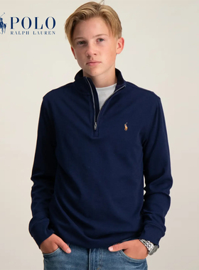 正品Ralph Lauren拉夫劳伦长袖T恤男女大童棉质半拉链套头打底衫