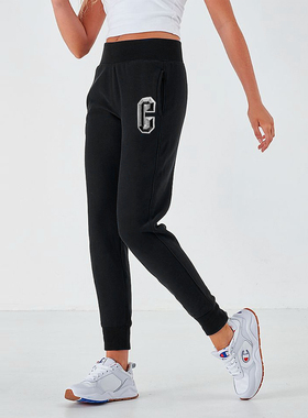 CHAMPION休闲裤冠军春季女装立体刺绣大C标加绒潮流运动束脚裤集C