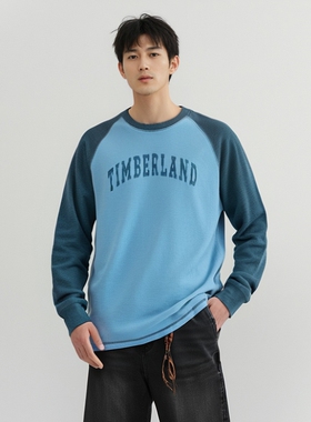 TIMBERLAND添柏岚长袖T恤男撞色拼接圆领上衣插肩袖打底针织衫