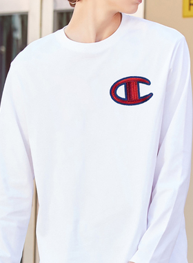CHAMPION春季潮牌男装圆领长袖T恤美版冠军刺绣大C标Logo打底