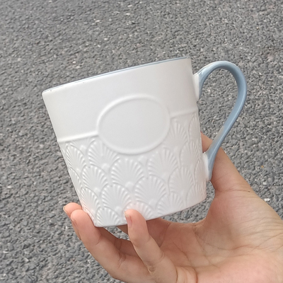 食魔师陶瓷纹理马克杯尾货清仓处理家用简约咖啡杯办公室杯 400ML