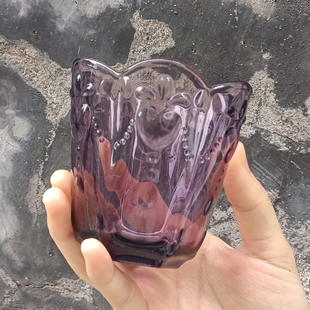 220ML 食魔师浮雕水晶彩色玻璃杯尾货清仓处理家用牛奶果汁咖啡杯