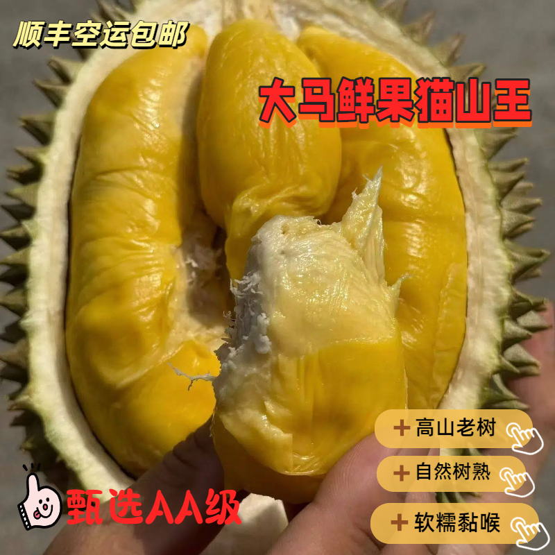 马来西亚猫山王榴莲新鲜带壳非液氮 正宗树上熟三A级D197顺丰包邮