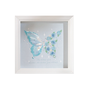 刺绣手工diy材料立体珠绣蝴蝶生日送闺蜜女友礼物母亲节相框画
