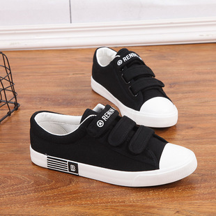 人本大码鞋40 41 42 43码女鞋魔术贴低帮小白鞋平底百搭透气休闲