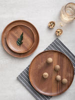 Solid wood round plates and saucers, ebony round plates, wooden pastries, dried fruits, nuts, melon seeds plates and saucers, homestay tableware thumbnail 7