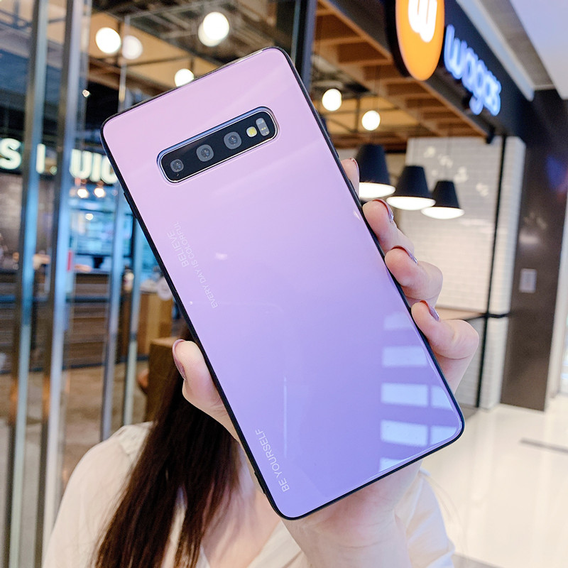 适用三星s10 渐变玻璃镜面s105g手机壳高端个性创意硅胶s10e全包边防