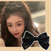 网红可爱蝴蝶结百搭黑色头饰顶夹韩系发夹少女发饰奶白色鸭嘴夹