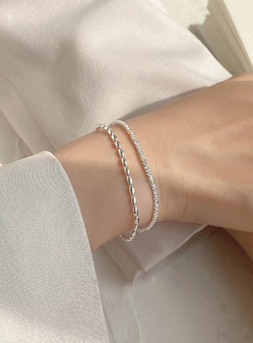 奥特莱斯专柜清仓捡漏18K金满天星双层手链925银河珠子米粒脚链女