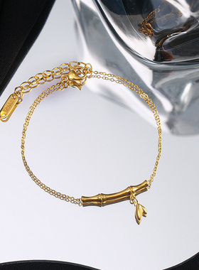 奥特莱斯专柜清仓捡漏18K金节节高升竹节手链网红爆款黄金手饰女