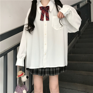 |自制|2020春夏新款雪纺尖领日系宽松学生灯笼袖长袖JK制服衬衫女