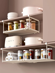 家用厨房置物架可伸缩悬挂分层调料挂架橱柜内吊柜下收纳下挂挂篮