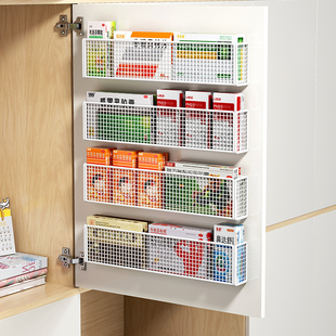 家用多层医药箱药物药品收纳盒大容量壁挂式柜门上置物架子免打孔