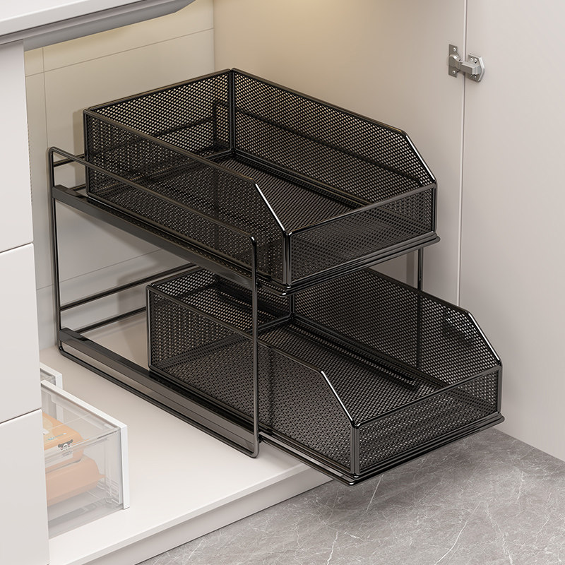 卫生间抽拉式下水槽置物架浴室洗漱台下橱柜拉篮柜子内收纳分层架,家庭/个人清洁工具,脸盆架,淘宝优惠券,粉丝福利购,淘宝优惠卷