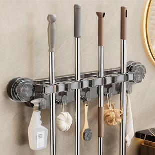 挂壁拖把夹吸盘免打孔挂钩置物架浴室卫生间强力拖布扫把固定挂架