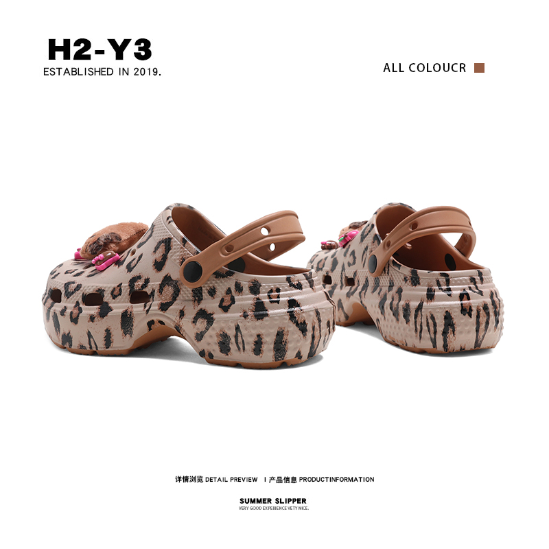 h2y3新款厚底洞洞鞋时尚两穿