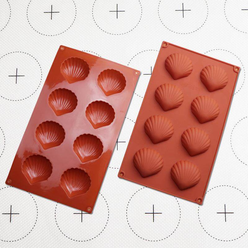 现货硅胶8连贝壳蛋糕模 仙贝饼干模 玛德琳蛋糕模 DIY烘焙模具