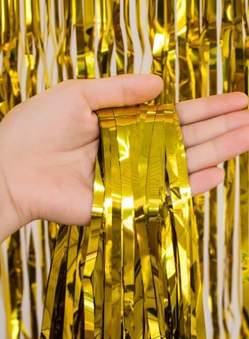 加厚雨丝帘1*25米2.3丝雨丝门帘生日派对流苏彩条婚庆背景布定制