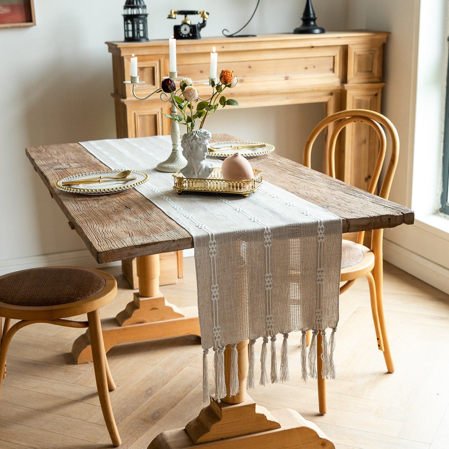 新品桌旗镂空床旗手工编织立体绣花梳妆台围巾长条桌布定制