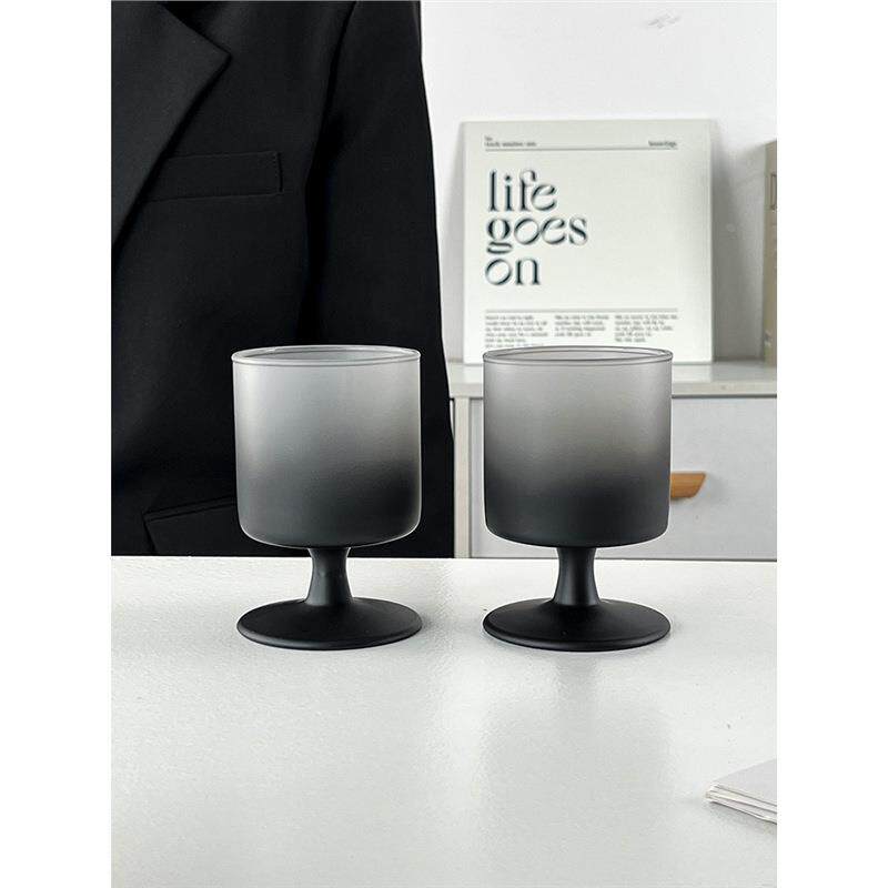 中古风玻璃杯直筒家用高颜值水杯子高级感轻奢咖啡杯果汁饮料酒杯