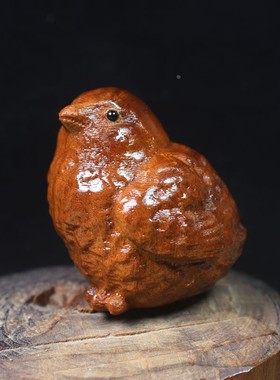 缅甸黄花梨小鸡雕刻手把件 白酸枝木雕摆件工艺品 红木文玩定制