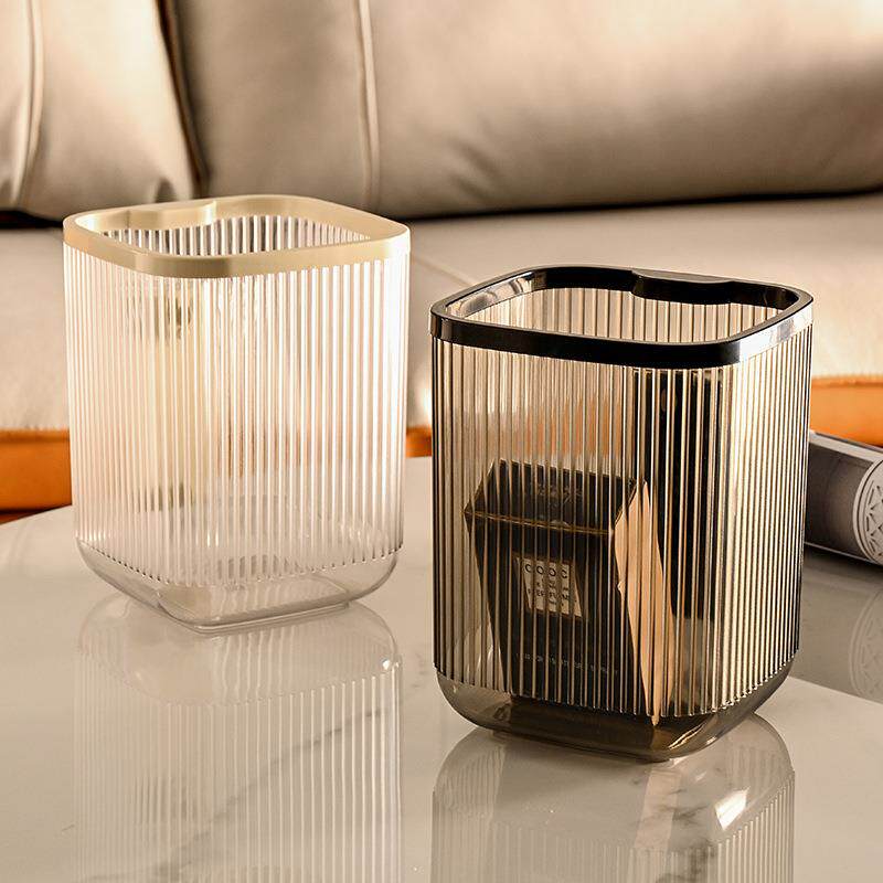 桌面垃圾桶带手机支架无盖小型迷你纸篓透明大容量轻奢小号收纳