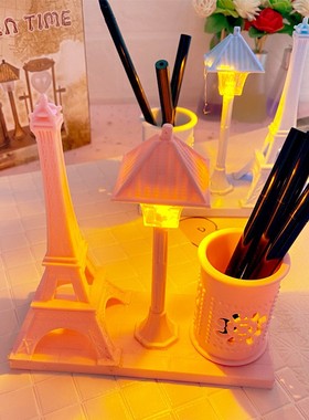 1067创意学生礼品仿古铁塔笔筒摆件学生礼品白色沙漏礼物桌面定制