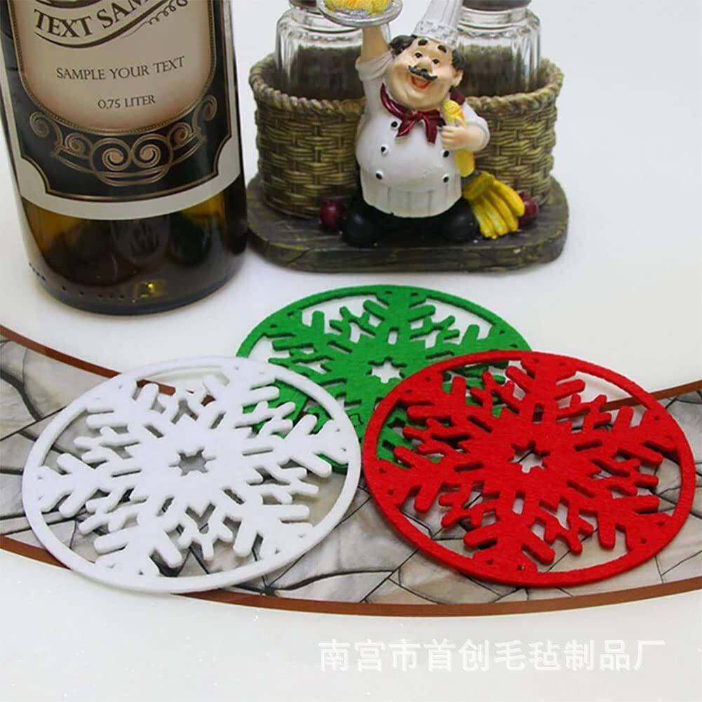 圣诞节装饰品家用新款毛毡杯垫隔热毛毡吸水装饰餐垫新茶水杯垫