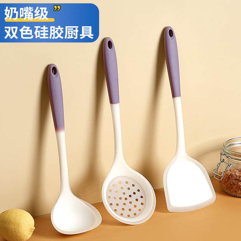 双色硅胶锅铲子不粘锅炒菜炒锅厨具汤勺耐温家用铲勺套装