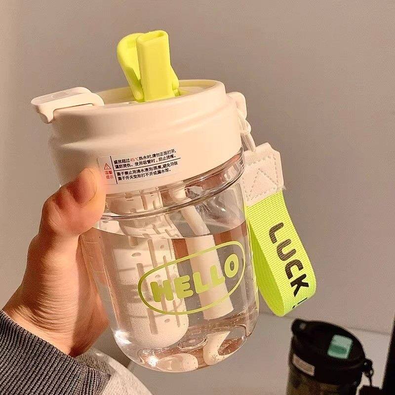 吸管塑料女生高颜值便携双饮水杯夏季大容量杯子可印刷