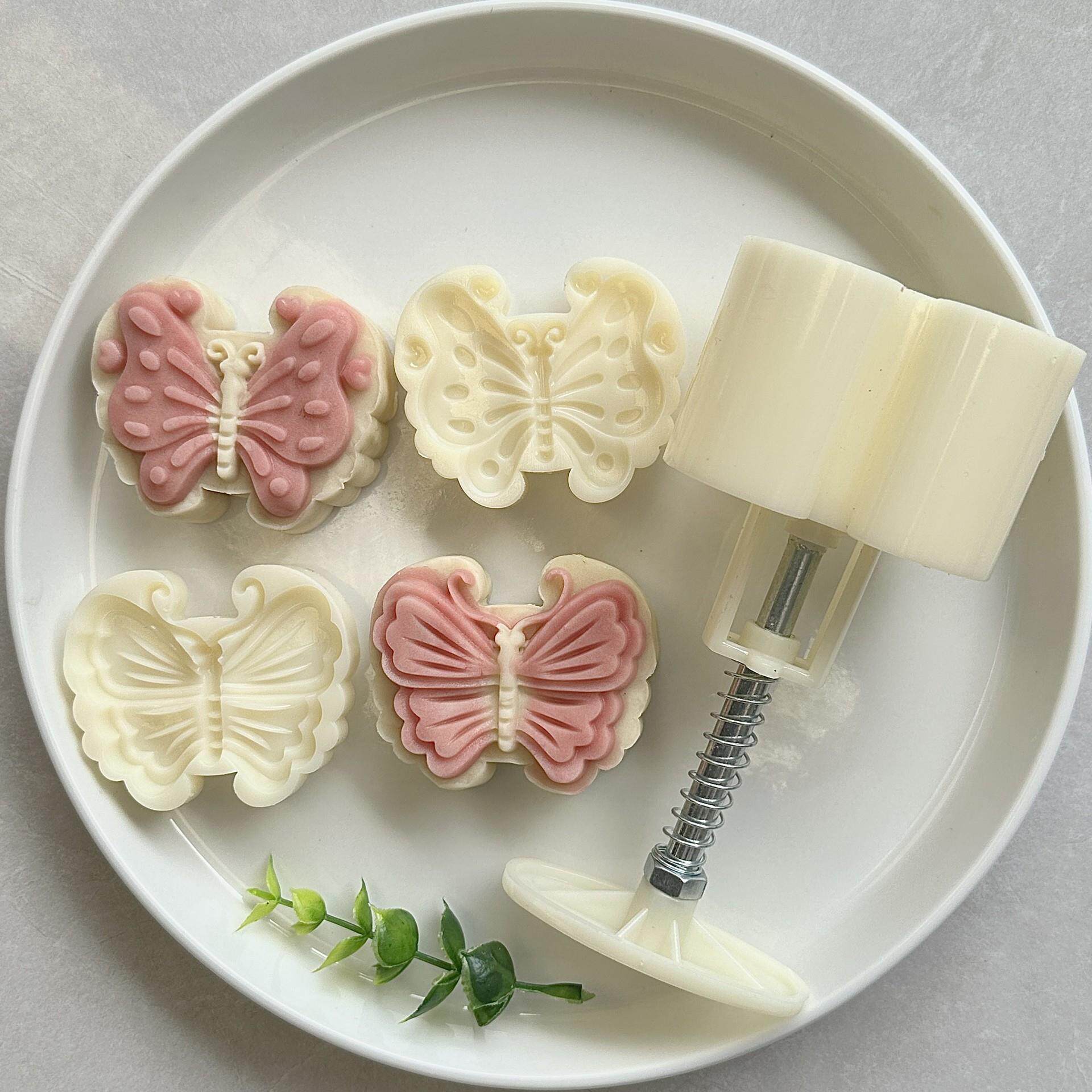 65克立体加厚蝴蝶螃蟹广式桃山冰皮月饼绿豆糕茶点心模具套装